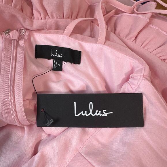 Lulus Lavish Perfection Ruffled Tiered Maxi Dress V-Neck Formal Gown, Light Pink - Picture 10 of 12